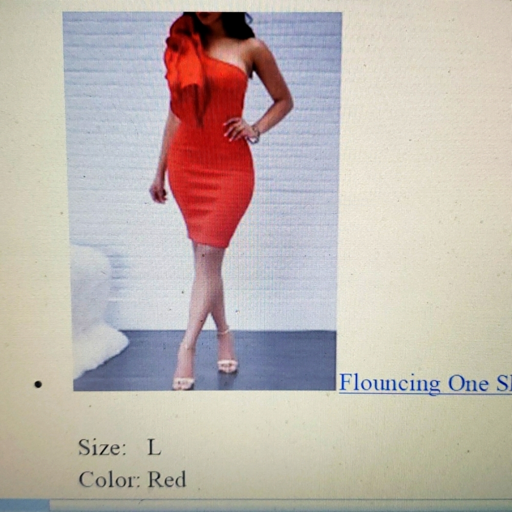 Women's candy apple red,  one-shouldered party dress, NWOT